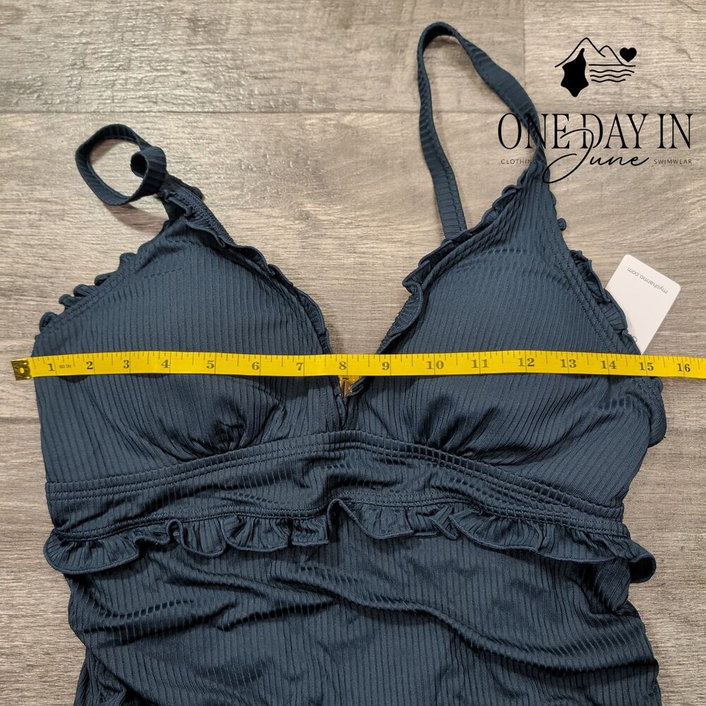Charmo Ribbed Ruffle One Piece Swimsuit Size L - Picture 5 of 7